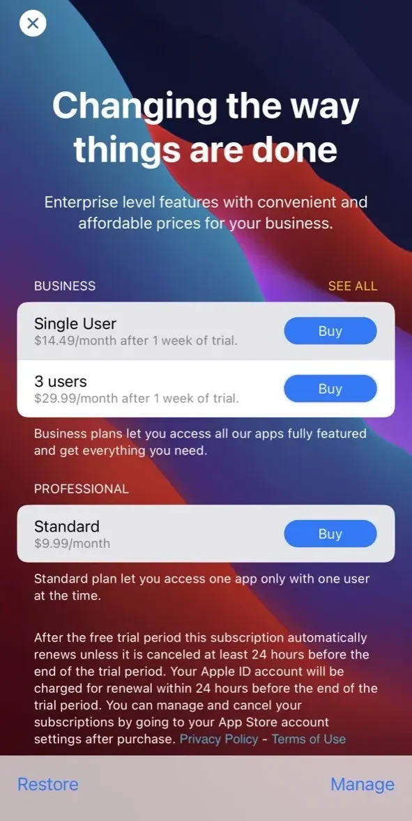 Inventory paywall screen