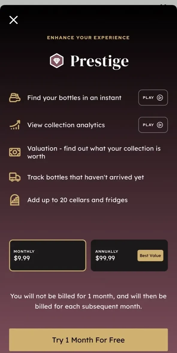 InVintory paywall screen