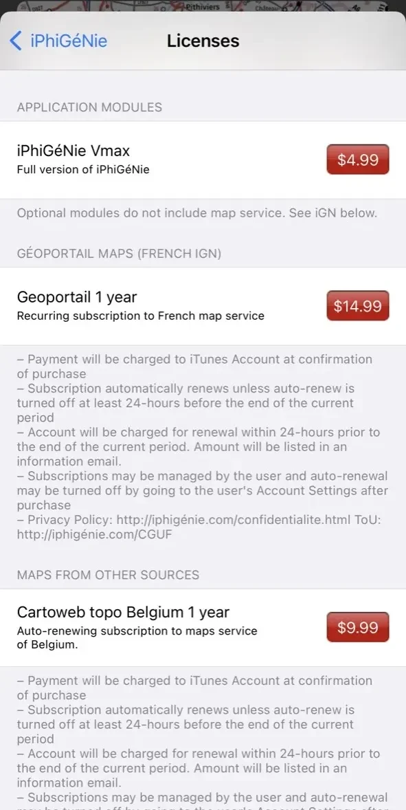 Iphigénie paywall screen