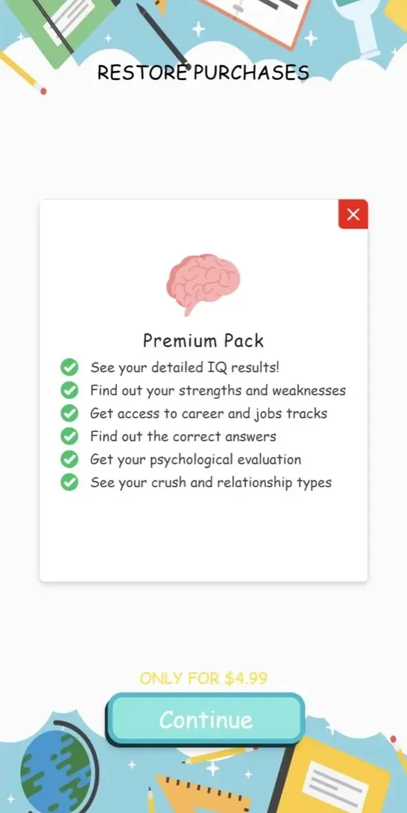 IQ Test for All paywall screen