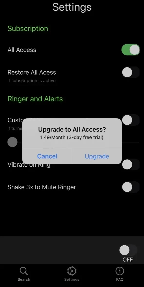 iRingtone paywall screen