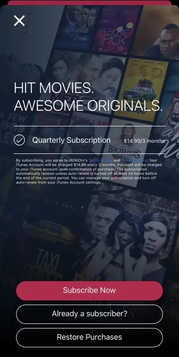 IROKOtv paywall screen