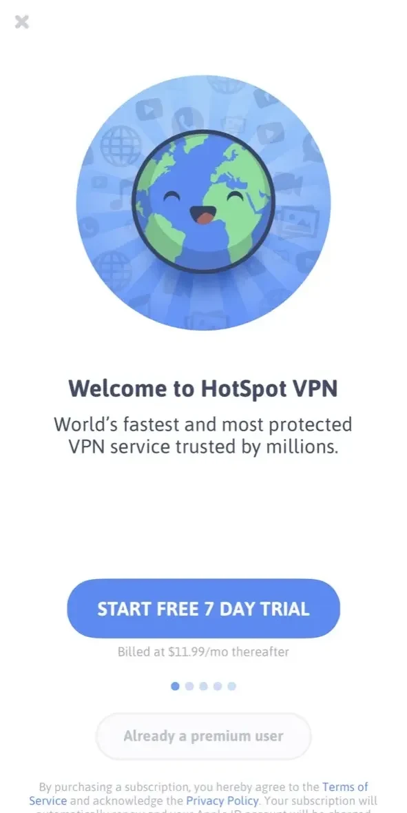 IronGuard VPN paywall screen