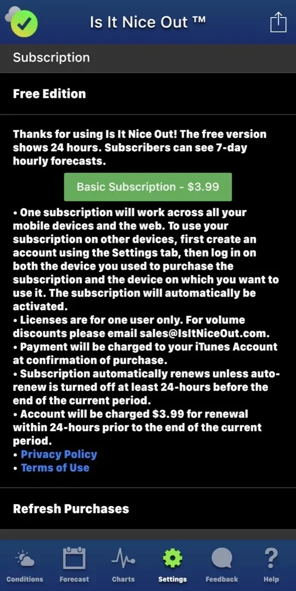 Is It Nice Out paywall screen