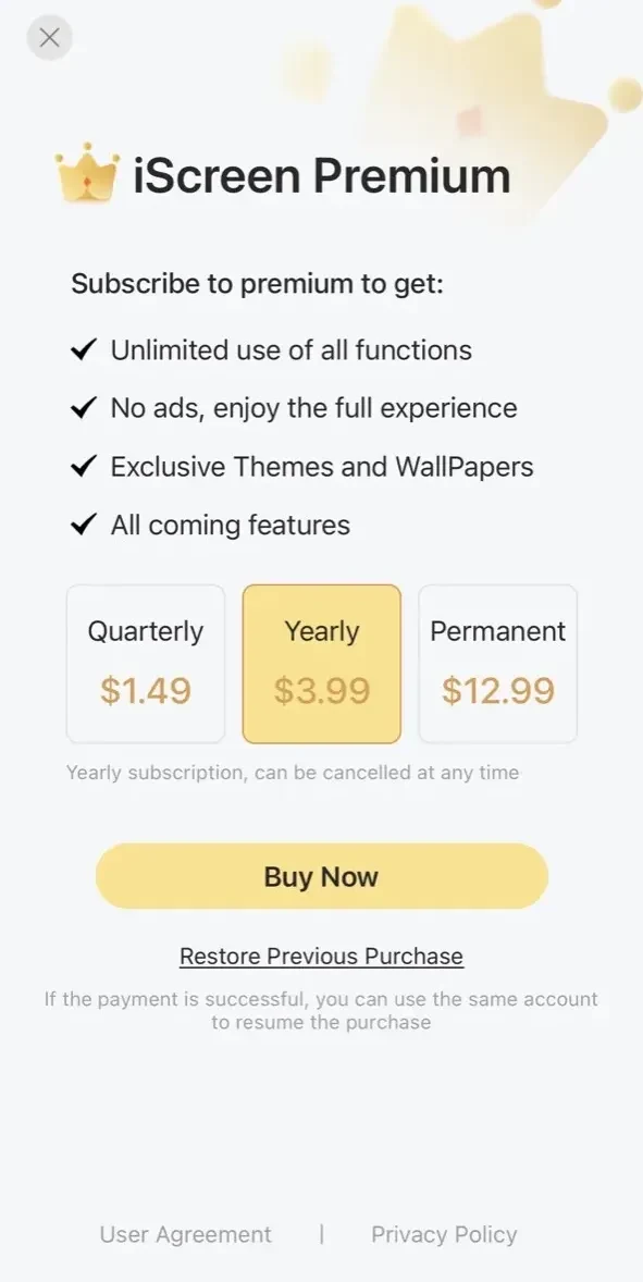 iScreen paywall screen