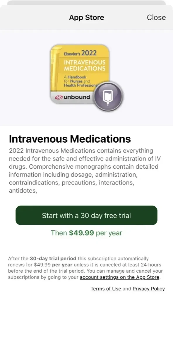 IV Medications Gahart paywall screen