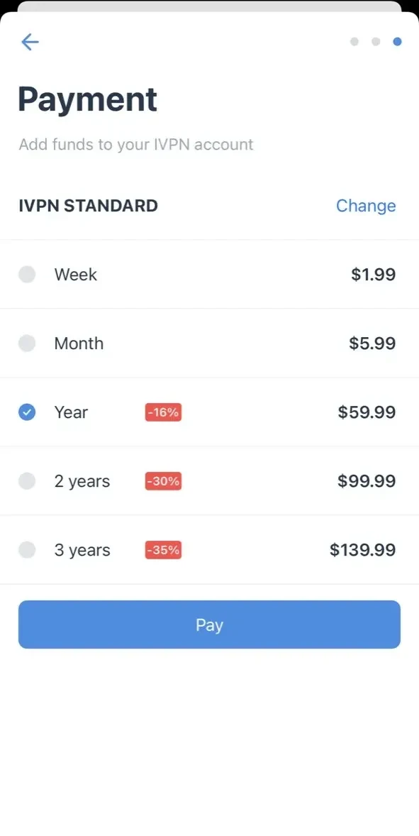 IVPN paywall screen