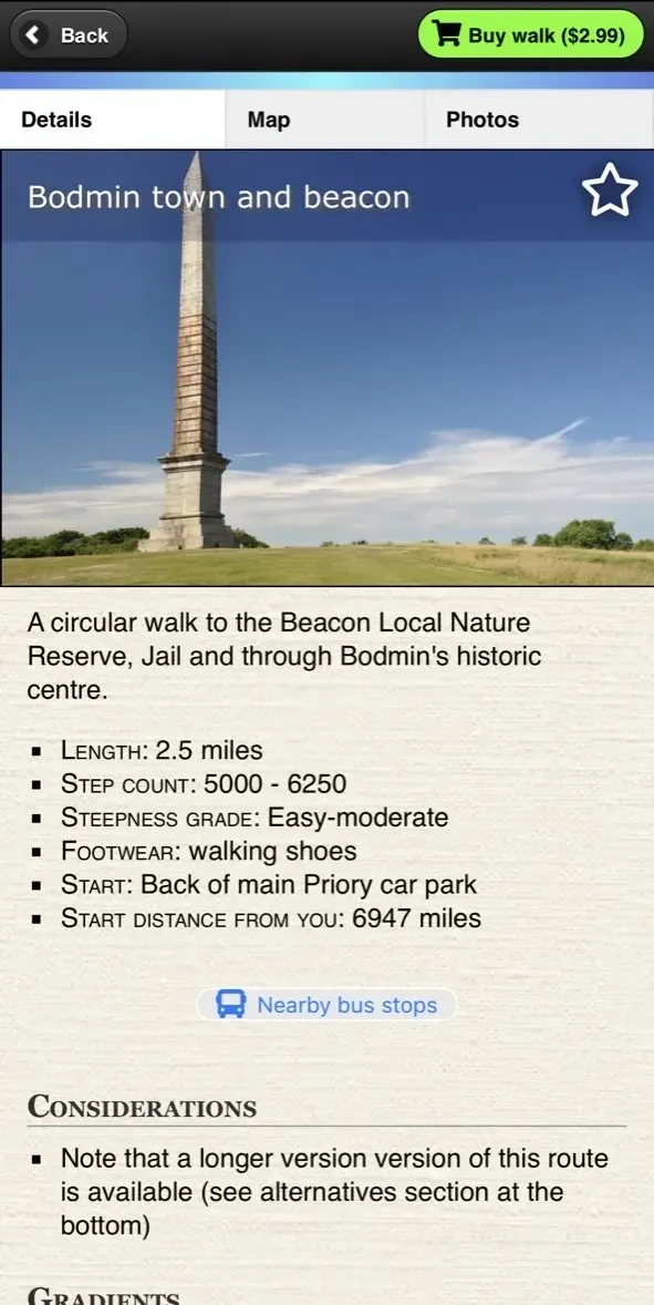 iWalk Cornwall paywall screen
