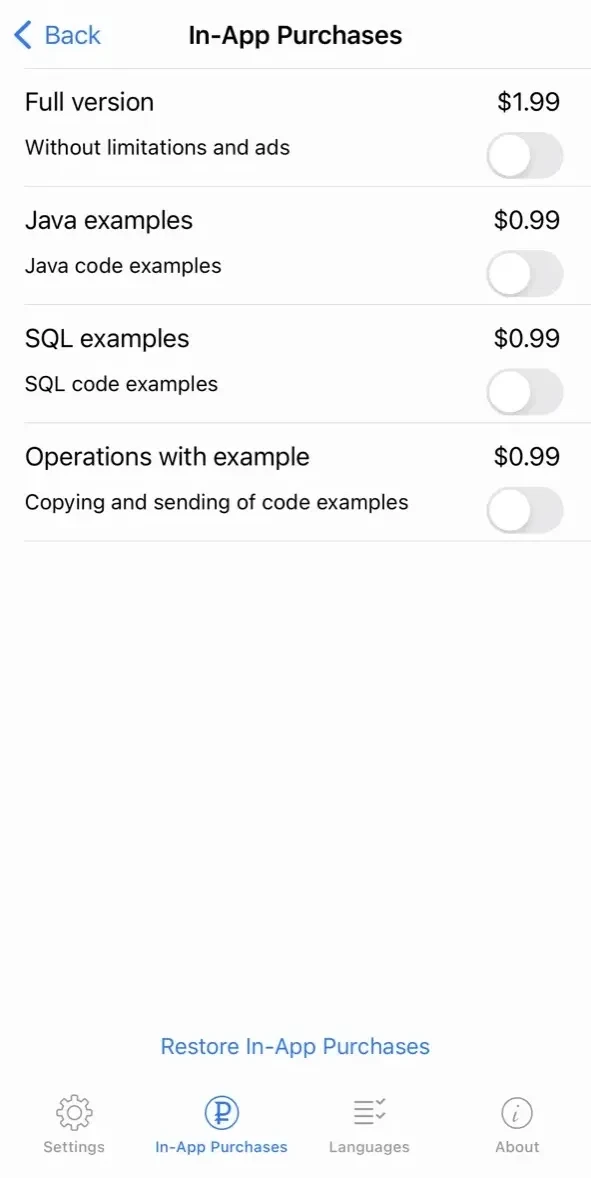 Java Recipes paywall screen