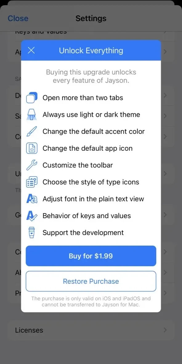 Jayson paywall screen