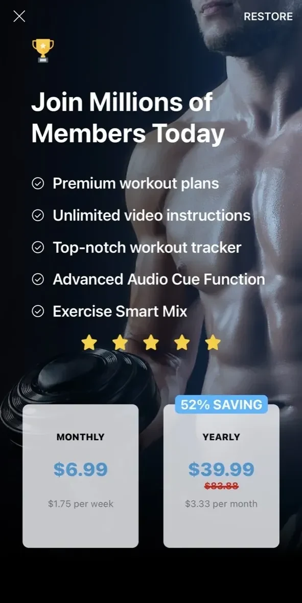 Jefit Workout Planner Gym Log paywall screen