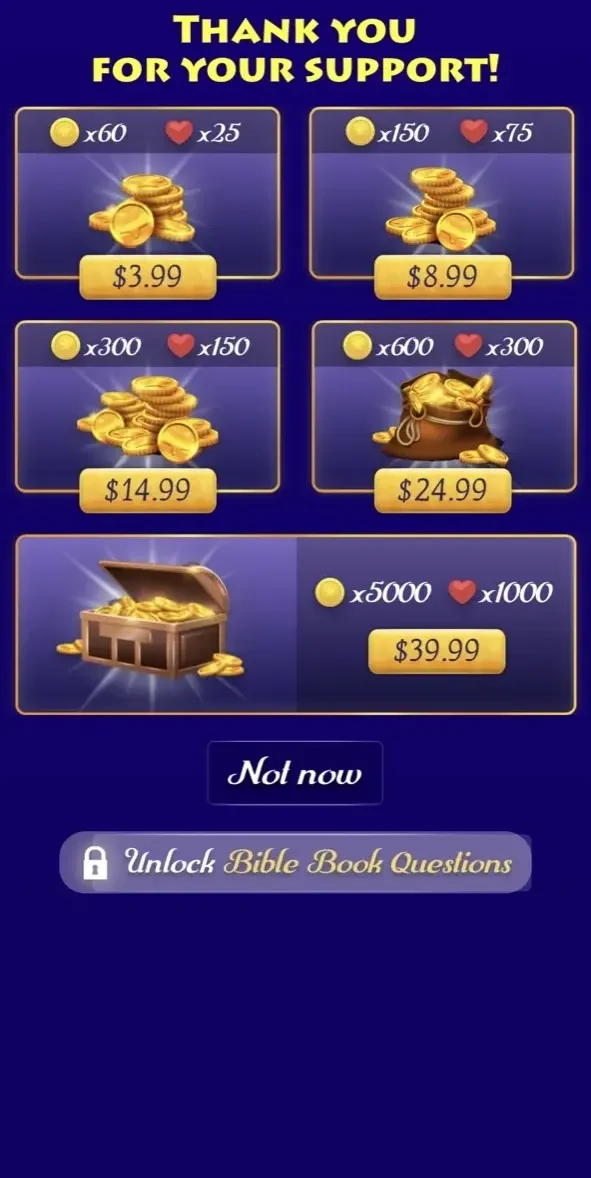 Jesus Bible Trivia Games Quiz paywall screen