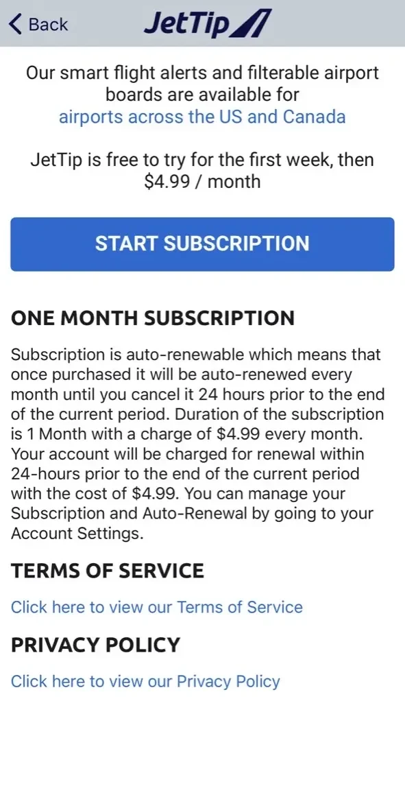 JetTip paywall screen