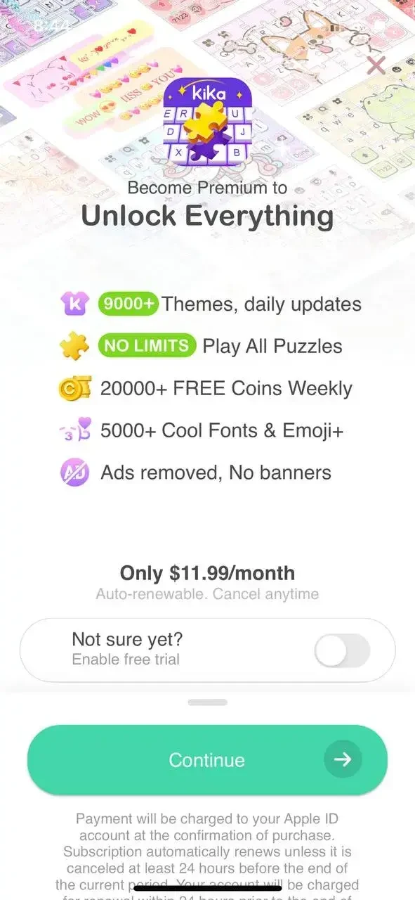 Jigsaw Keyboard paywall screen