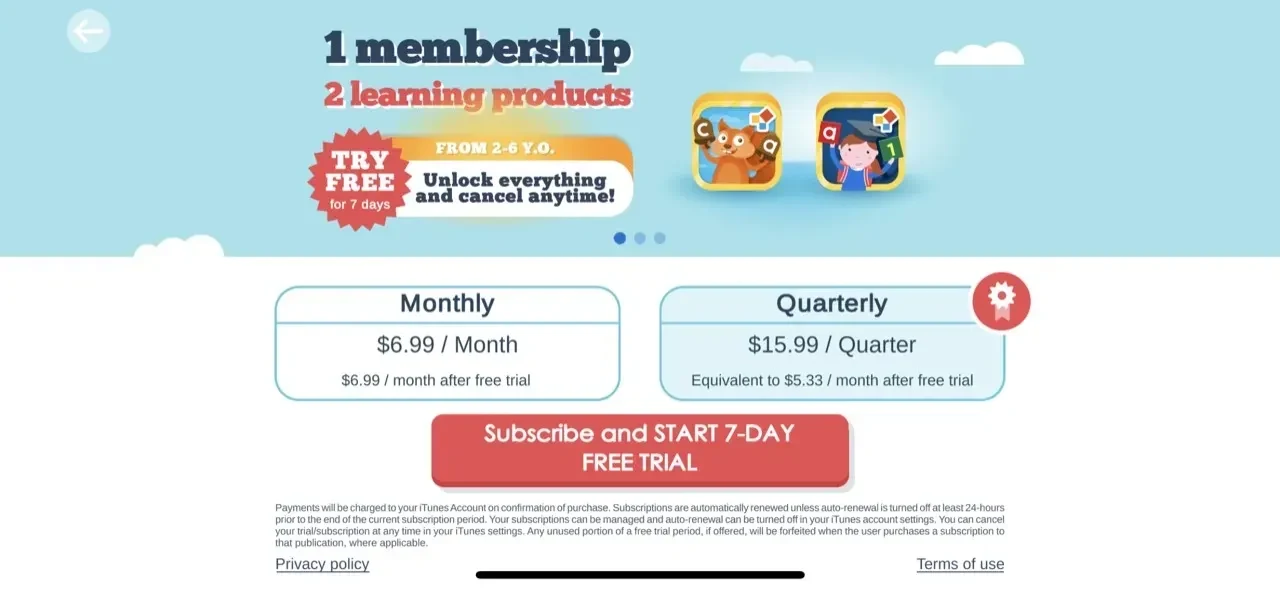 Joy of Reading paywall screen