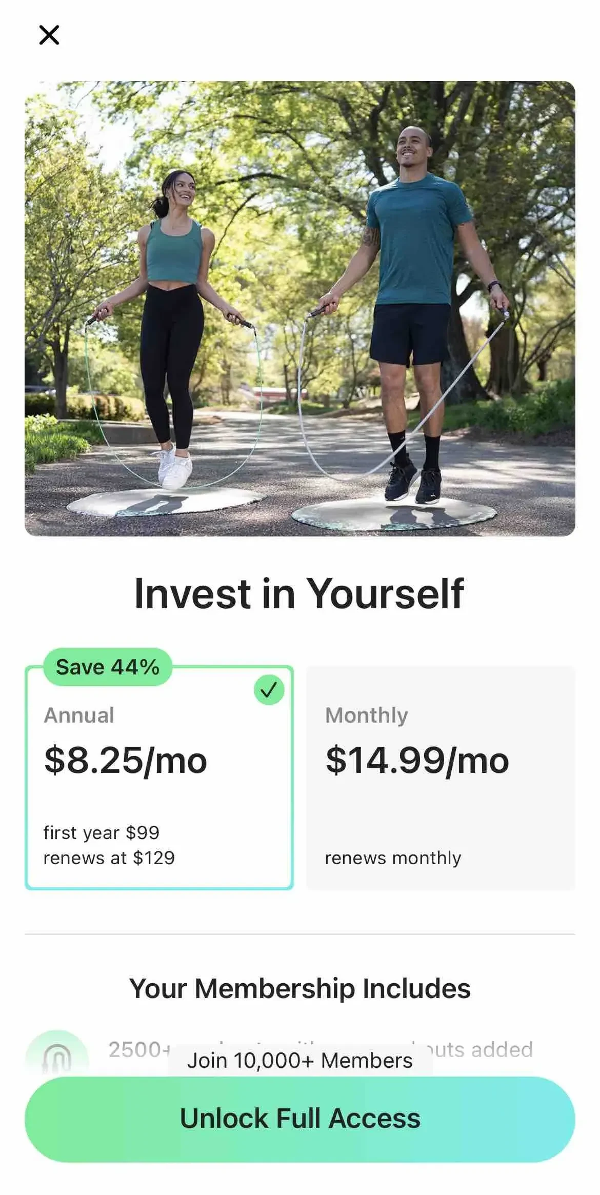 Jump Rope Training paywall screen