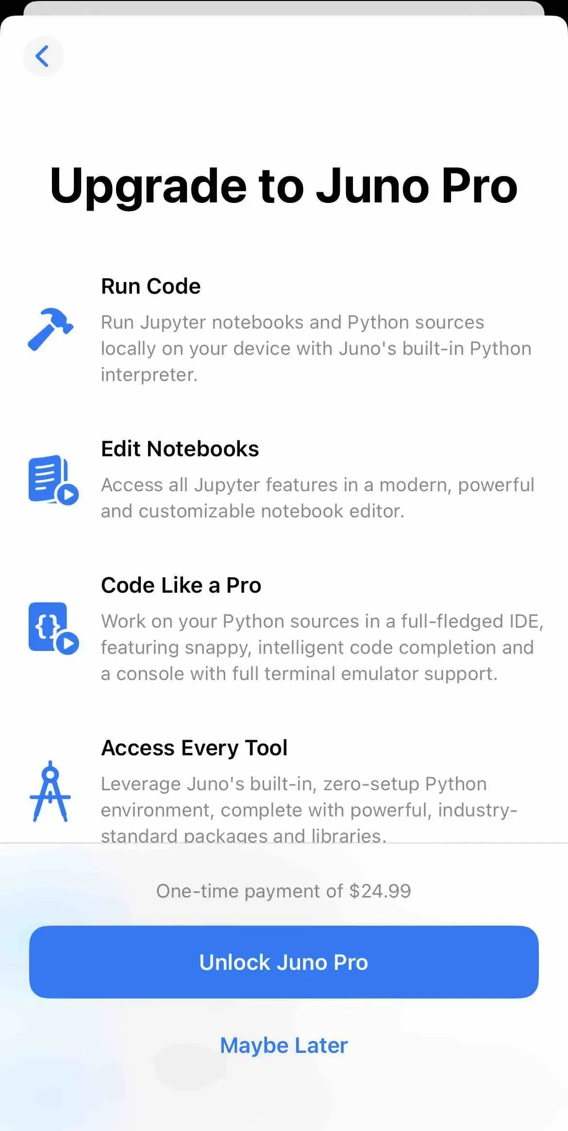 Juno paywall screen
