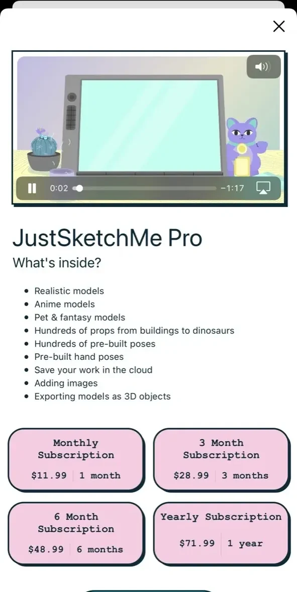 JustSketchMe paywall screen