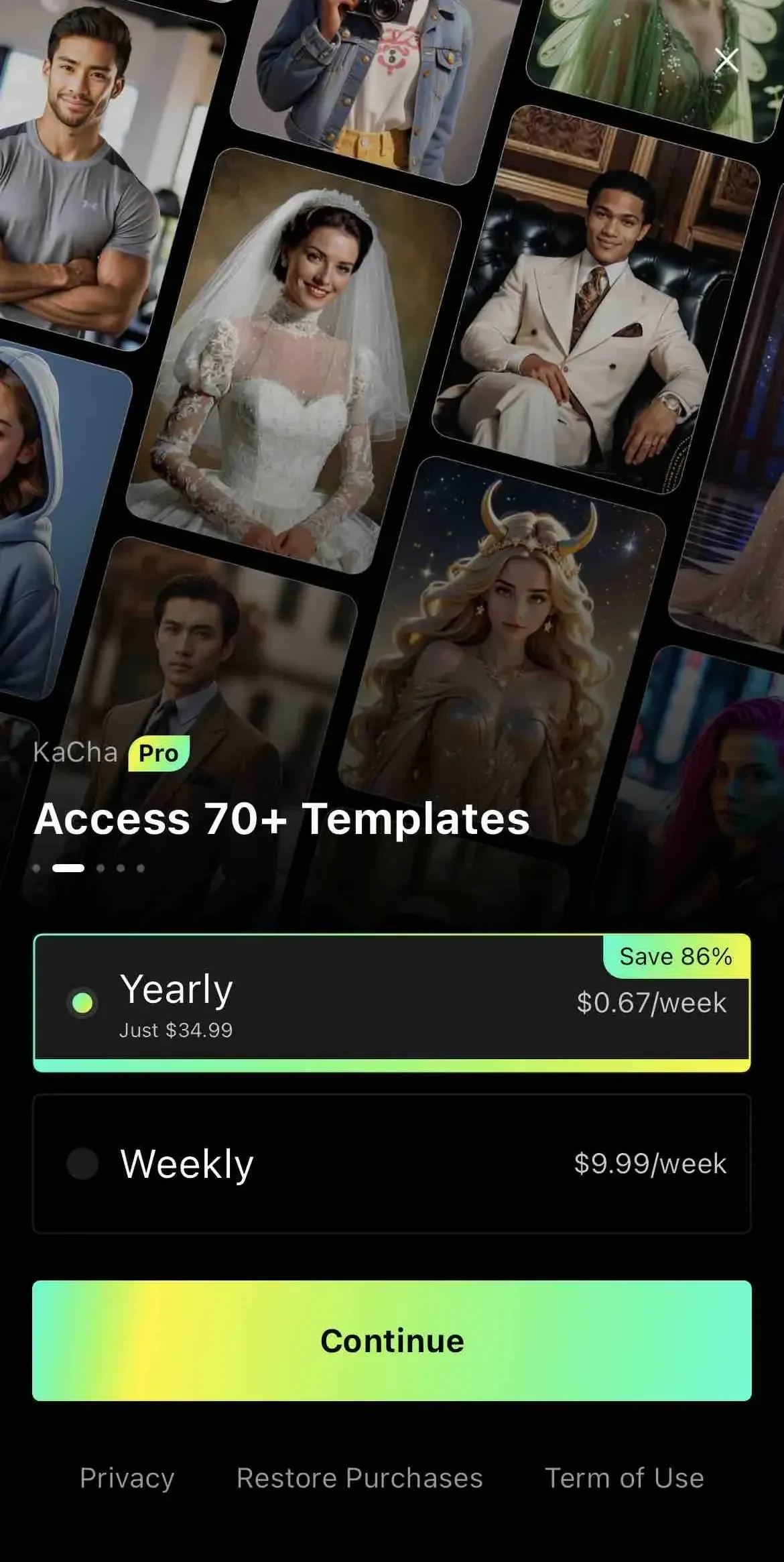 AI Video & Headshot paywall screen