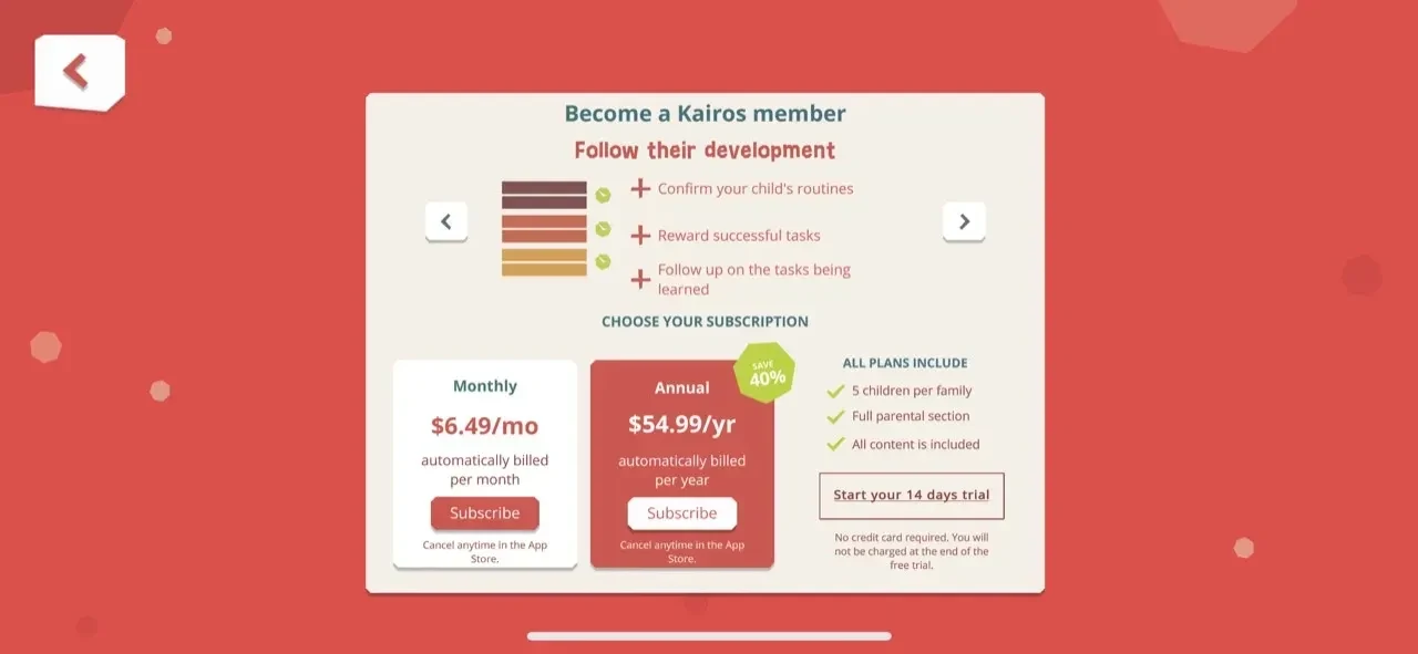 Kairos paywall screen