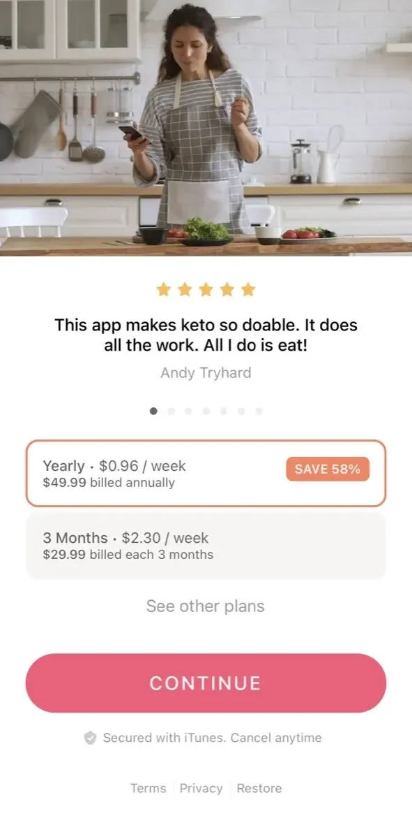 Keto Diet App paywall screen