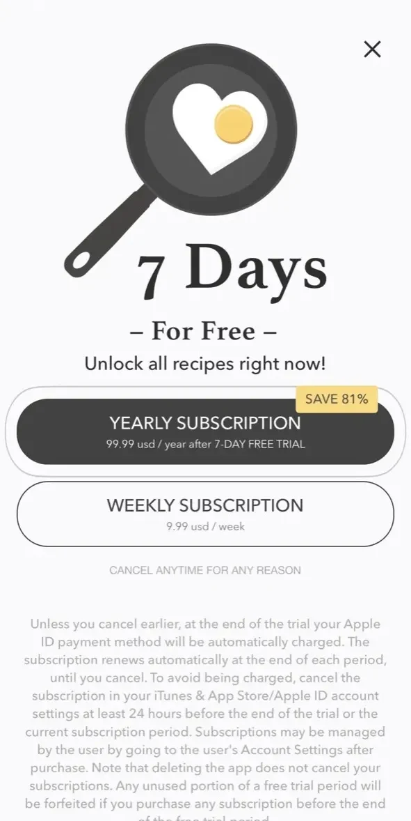 Keto diet app+ paywall screen
