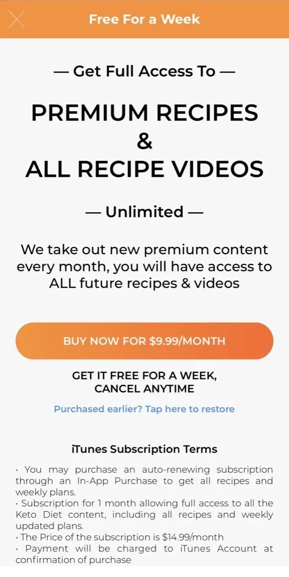 KetoDietApp paywall screen