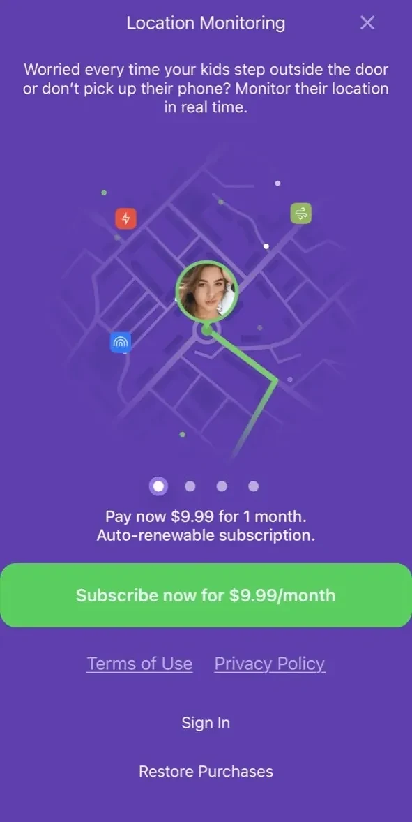 Kidgy paywall screen