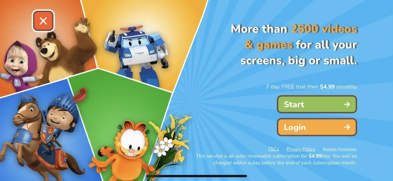 Kidjo TV paywall screen