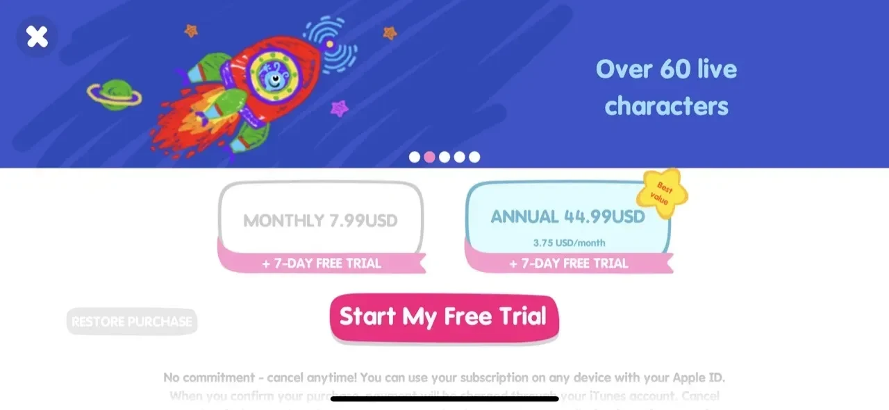 Kids Drawing Games paywall screen