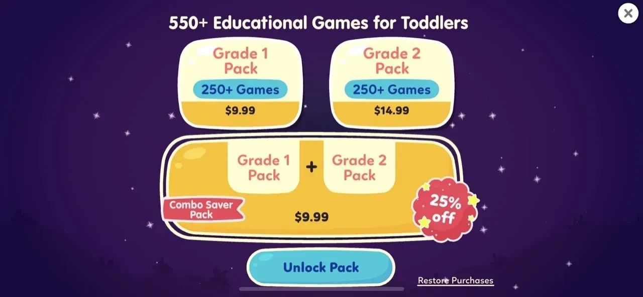 Kids Games for 1st paywall screen