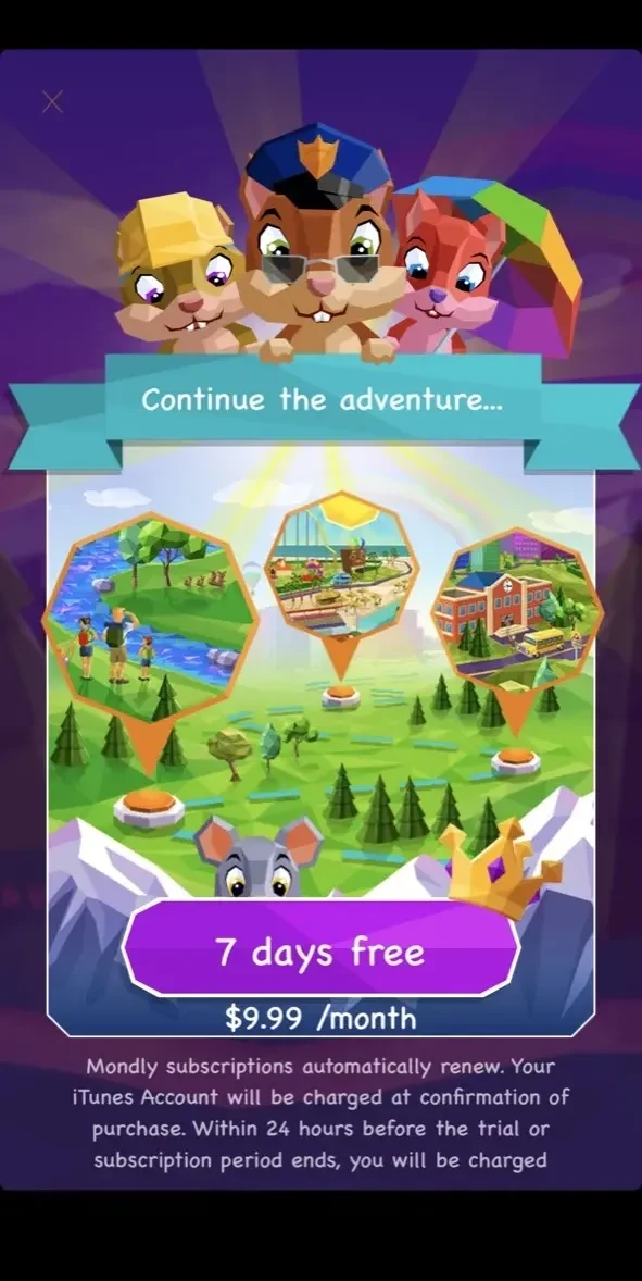 Kids learn languages paywall screen