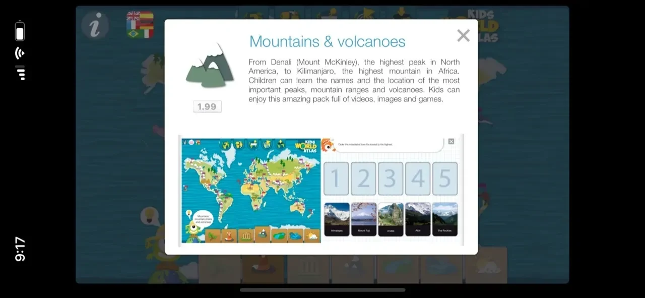 Kids World Atlas paywall screen