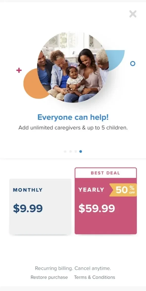 Kinedu paywall screen