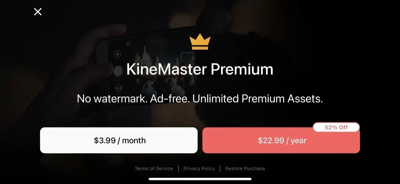 KineMaster paywall screen