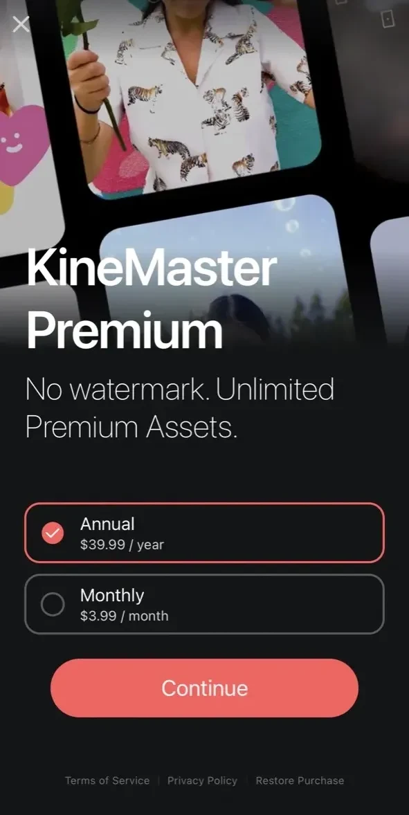 KineMaster paywall screen