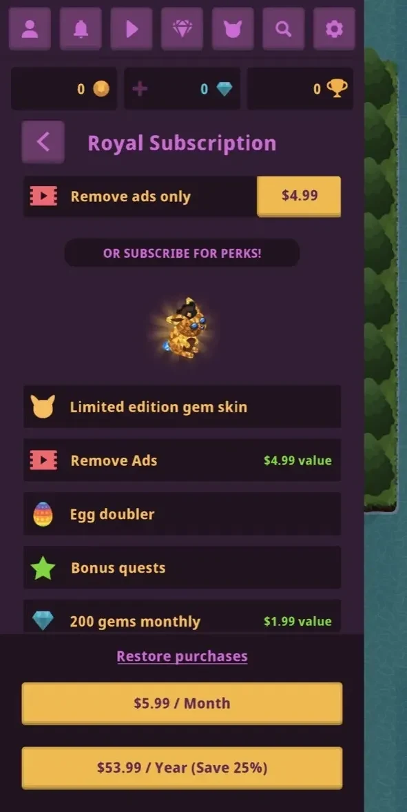 King Rabbit paywall screen