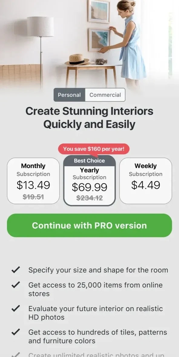 Kitchen Design PRO paywall screen