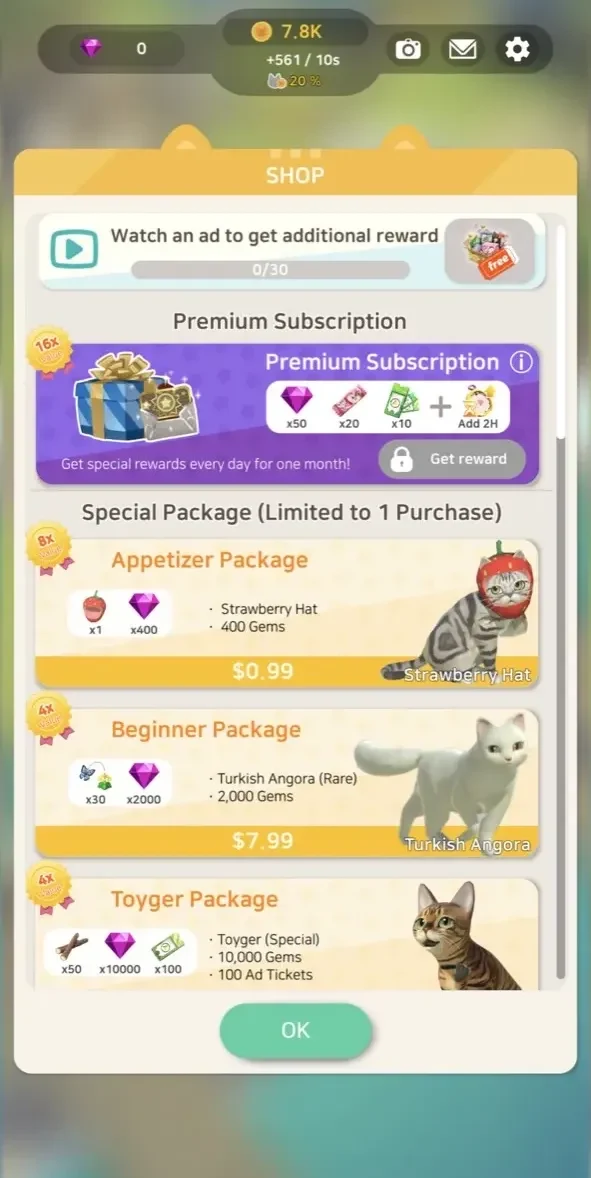 Kitty Cat Resort paywall screen
