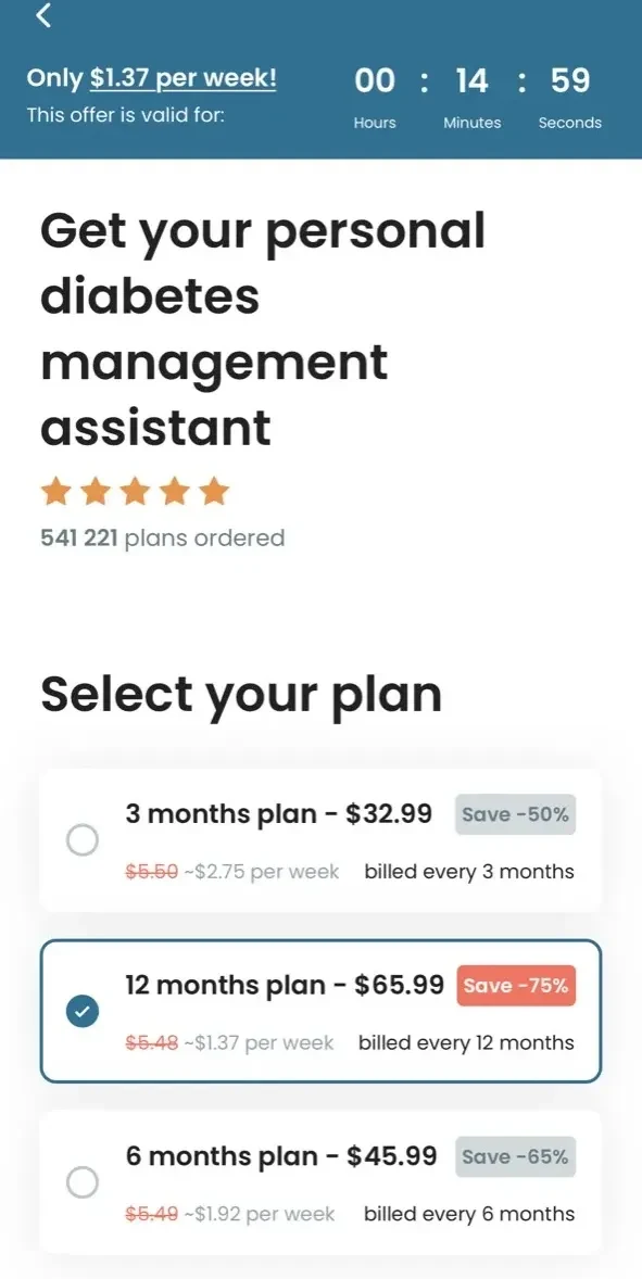 Klinio paywall screen