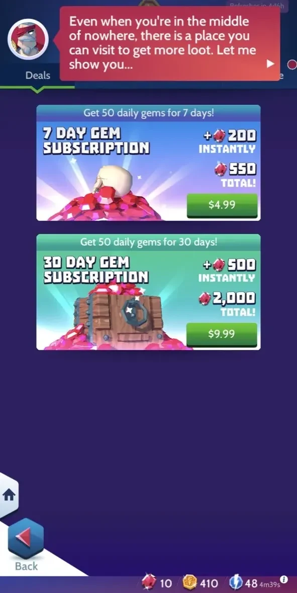 Knighthood paywall screen