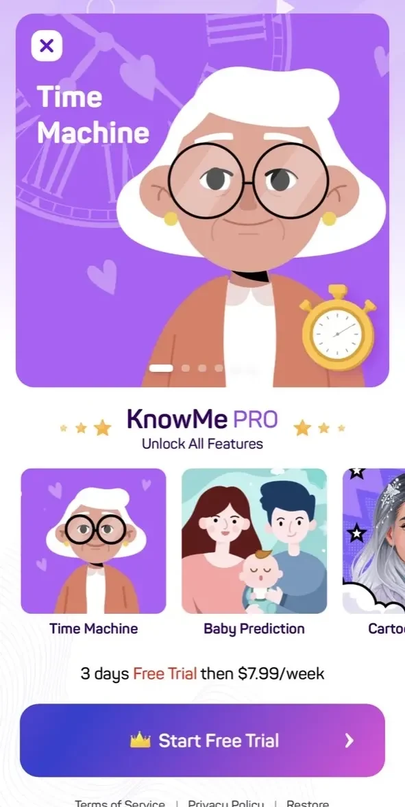 KnowMe paywall screen