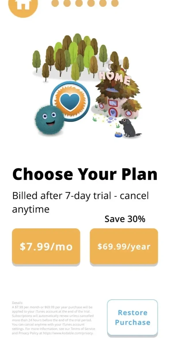 Kodable Basics paywall screen