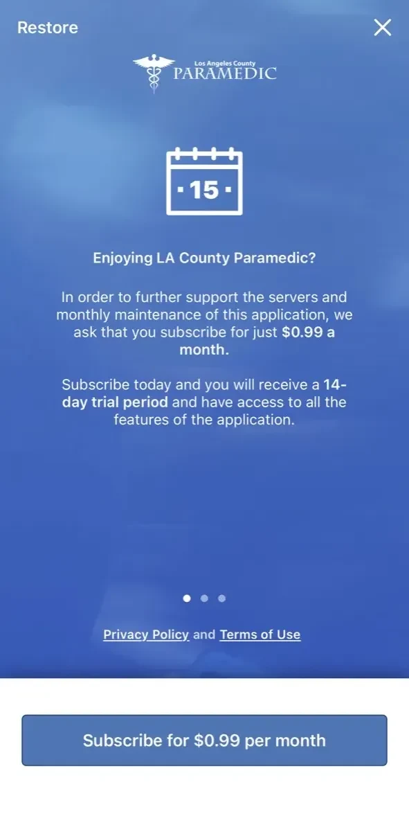 LA County Paramedic paywall screen