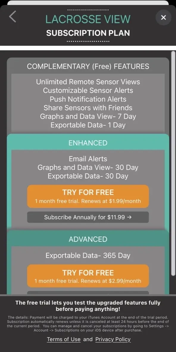 La Crosse View paywall screen