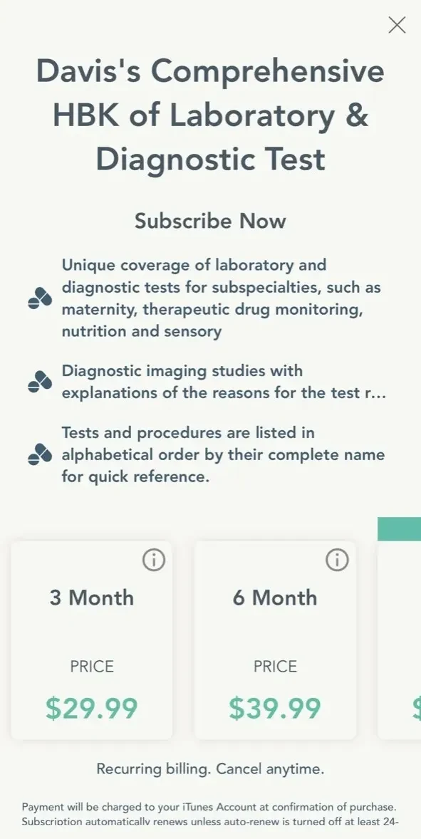 Laboratory Diagnostic Tests paywall screen