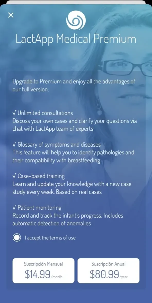 LactApp Medical paywall screen