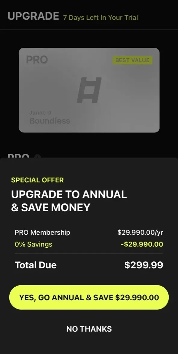 LADDER Strength Training Plans paywall screen