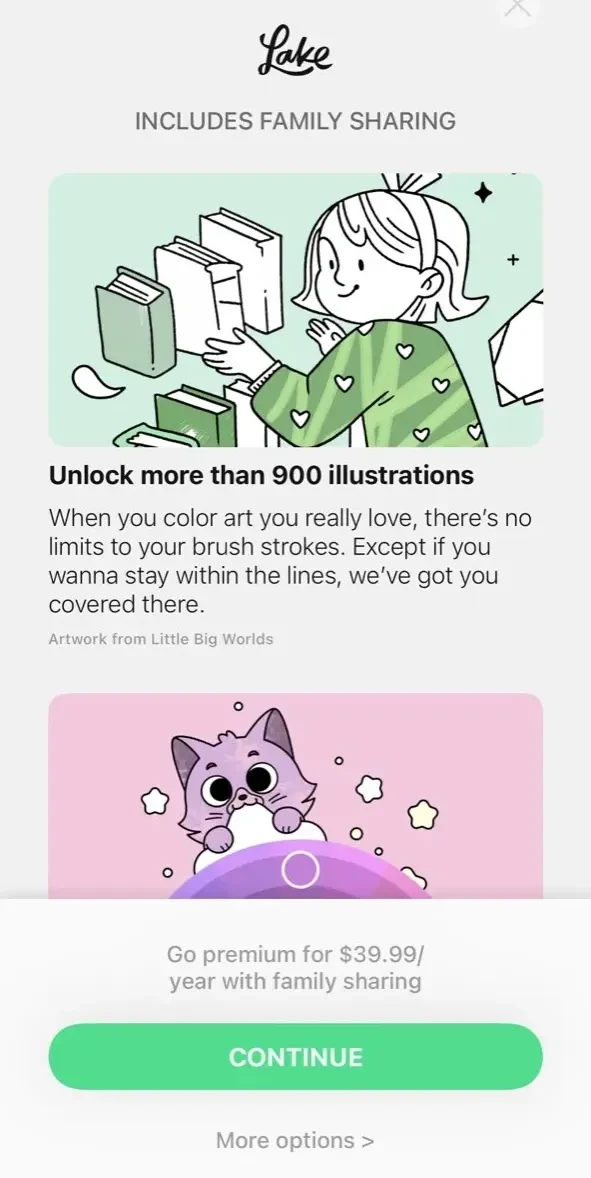 Lake paywall screen