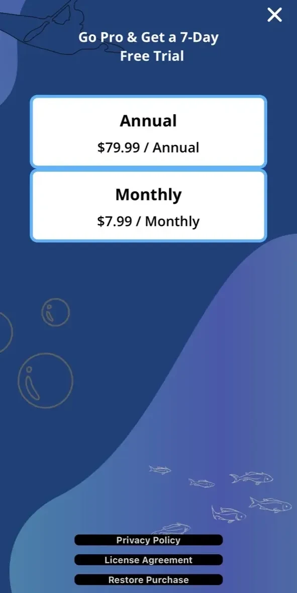 LakeMonster paywall screen